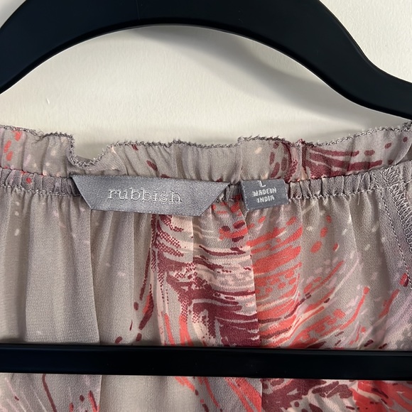 Rubbish Sheer Feather Print Blouse, size large - Picture 2 of 4